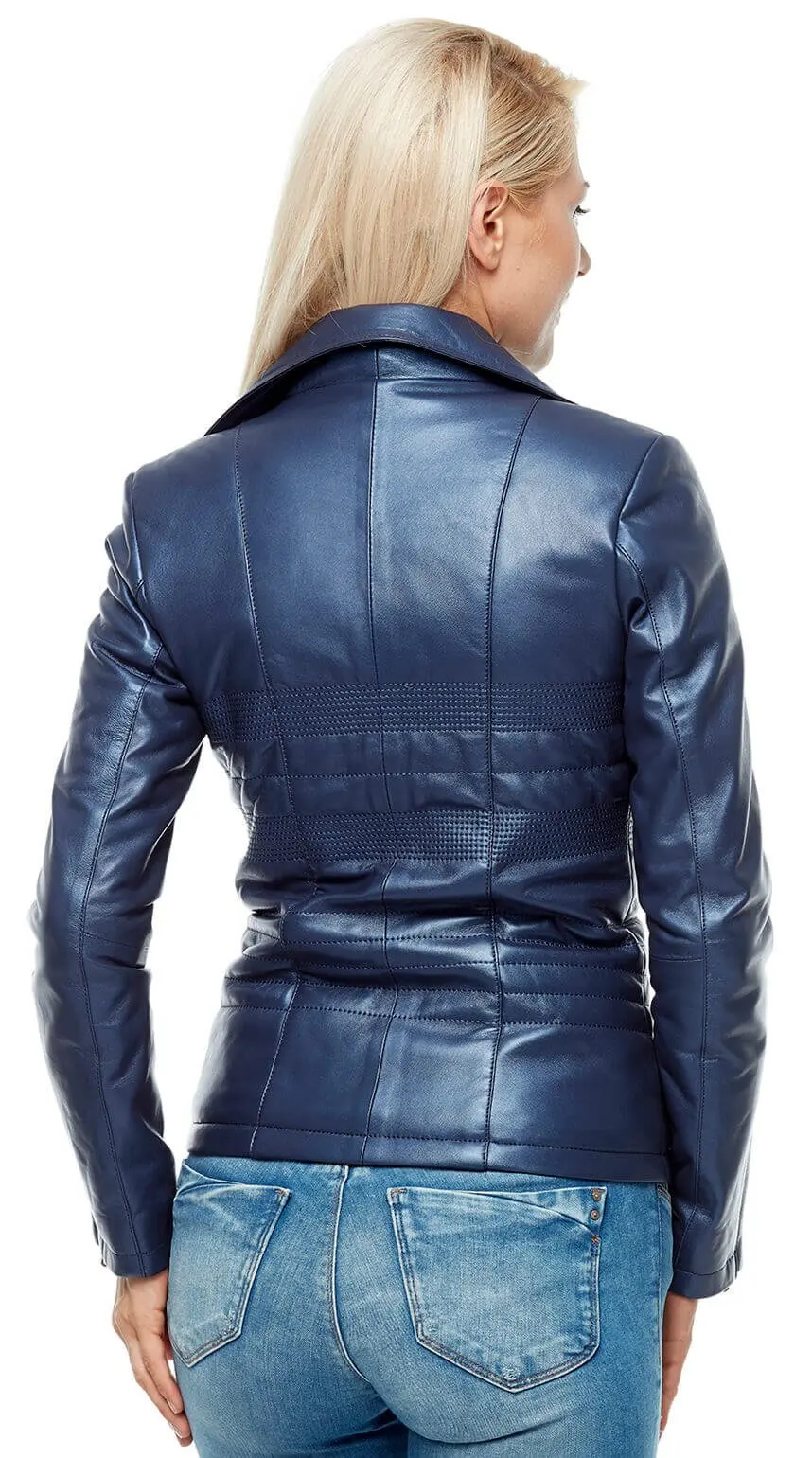 Veste en cuir véritable pour femme, manteau de mouton, agneau, mouton, Vintage, grande taille, motard, turquie, fourrure bleu nuit, automne hiver 2022