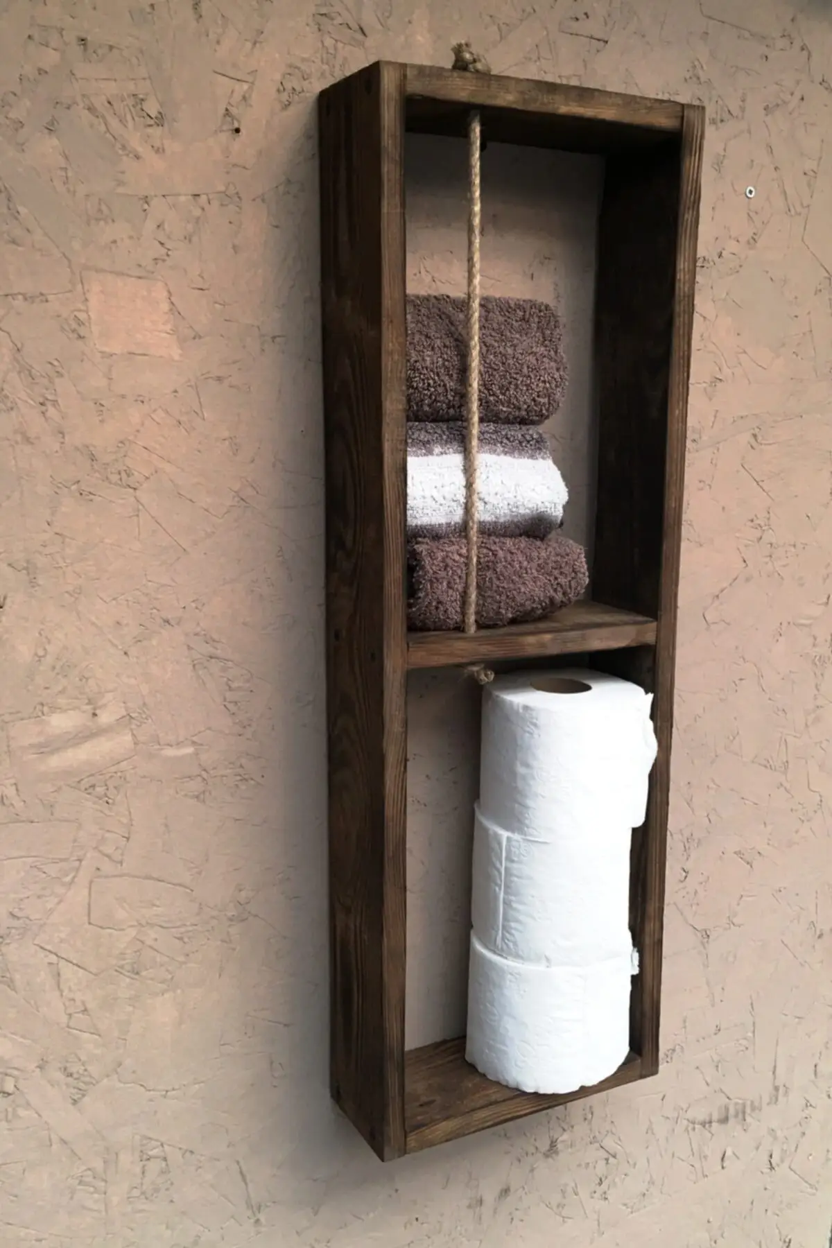 Decorative Design Rope Bathroom Towel Holder Multipurpose Solid Wood Wall Rack