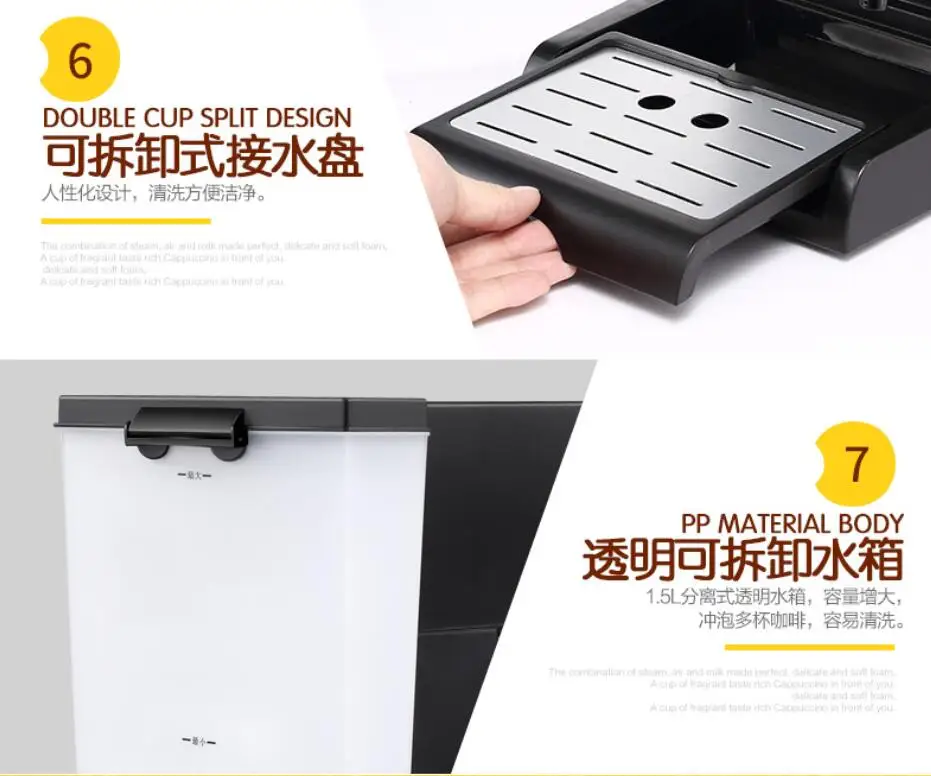 Donlim อิตาเลี่ยน Espresso Cafe เครื่องกึ่งอัตโนมัติอัตโนมัติปั๊มไอน้ำเครื่องชงกาแฟแรงดันสูง20Bar Cappuccino DL-KF6001