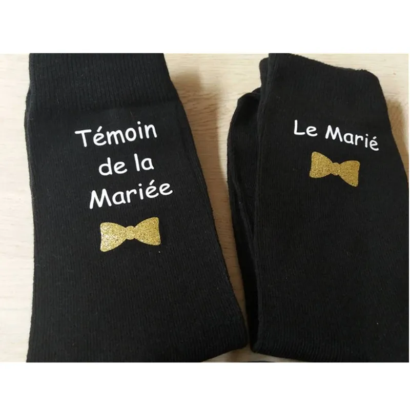 Fashion Casual Black Wedding Socks custom Groomsman Groom Best Man Father of Bride Fun dress socks Christmas gift for boyfriend