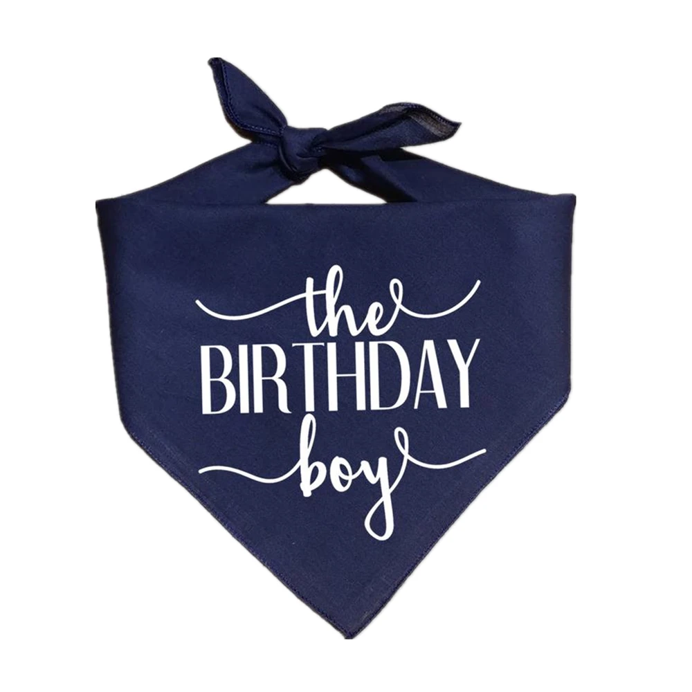 

Personalised Dog Bandana, The Birthday Boy Color Options in Navy Blue and Black Red Dog Accessories, Pet Accessories