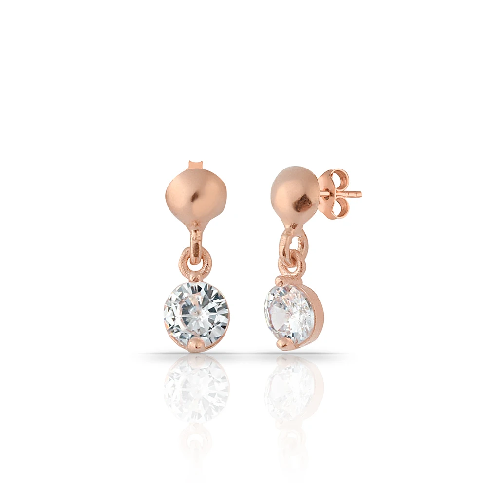 Shiny Rose Gold Plated Zircon with Women's 925 Sterling Silver Jewelry Earrings 925