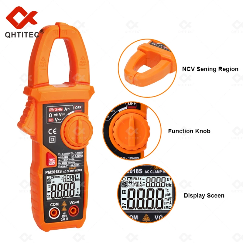 Current Clamp Meter PM2018S Smart Digital Multimeter Pliers 3 In 1 AC/DC Voltmeter NCV Frequency Tester Electrician Tools