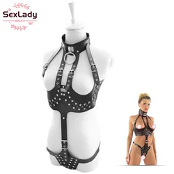 SexLady Lingerie Set Pu Leather Black Queen Dress Sex Toys Leather Suit Flirting Erotic Accessories For Couple Bdsm Bondage Game