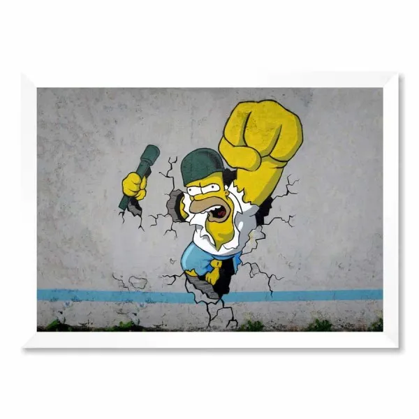 Quadro Homer Simpson Guerreiro Exército Com Vidro