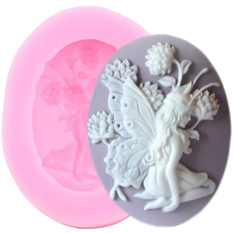 3D Cameo Picture Frame Silicone Molds Lady Avatar Fondant Mold Angel Fairy Chocolate Cake Decorating Cupcake Topper Candy Mould