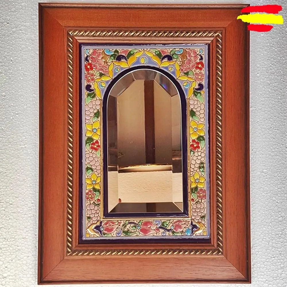 Mirror Ceramic Framed wooden 40x30cm/15.7x11.8in - Ceramics glazed up handmade - Made in Spain - MIJASCERAMIC - ARTECER -