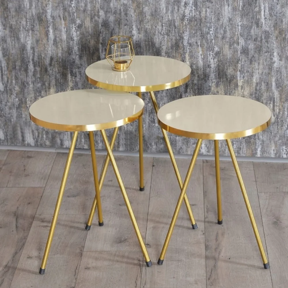 Nesting Table Coffee Table 3 pieces Service Tables Metal Legs Tea Coffee Service Table Home Living Room Office Furniture