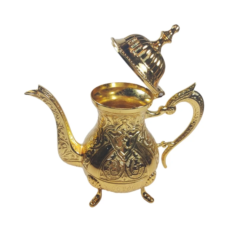 High Zinc Casting Tea Coffee Pot For Serving Gold Silver Oxide Color Turkish Teapots Arabic Traditional All Drink Gift New Home