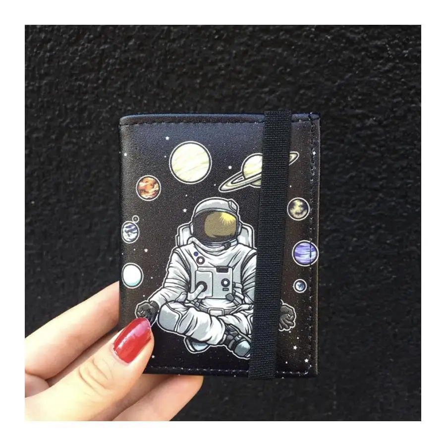 Yoga Astronaut Logo Card Holder PVC Card Women Wallet Clear Short Purse Mini Money Wallet Card Holder Unisex Zipper Wallet