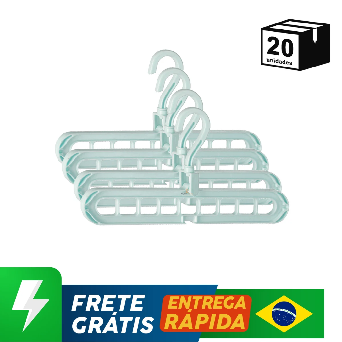 Kit 20 Unidades Suporte Organizador Para Cabides Versatil