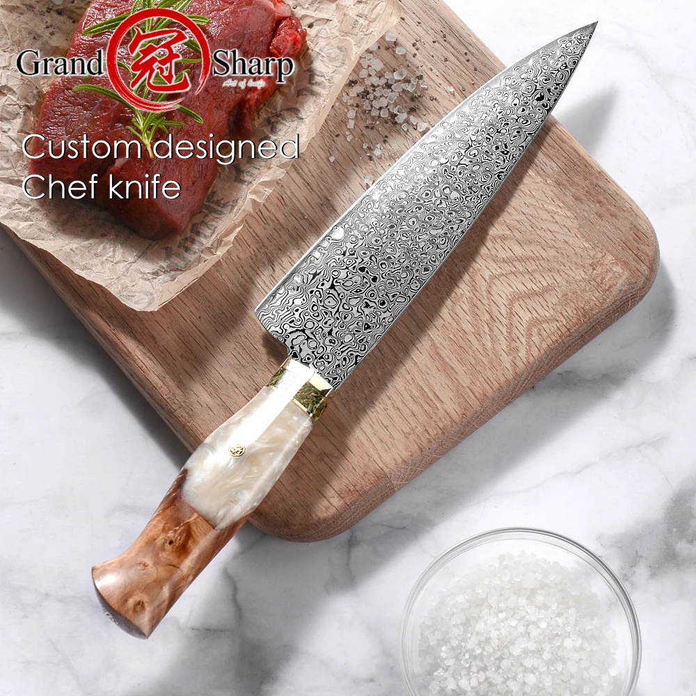 

Japanese Chef Knife Premium Kitchen Cooking Tools 67 Layers VG10 Damascus Stainless Steel Blue Red White Wooden Handle Cookware