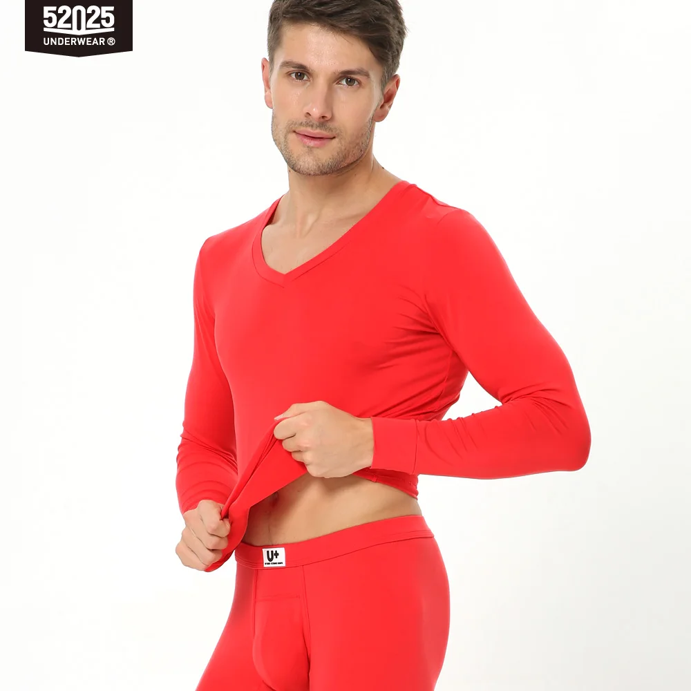 52025 Men’s Thermal Underwear – Silky Soft Premium Modal V-Neck Long Johns, Perfect Fit Base Layer with Sexy Look