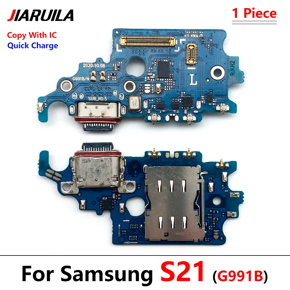 Placa de puerto de carga USB, piezas de conector de Cable flexible para Samsung S21 G991B, módulo de micrófono