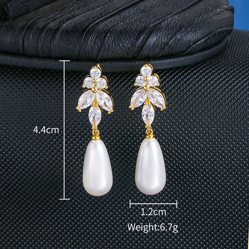 WEIMANJINGDIAN Brand New Arrival Shiny Zircon and Long Pearl Drop Earrings for Women or Wedding