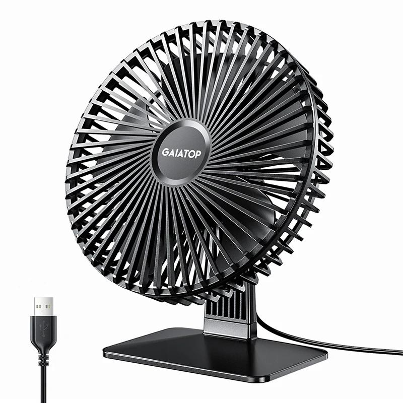 GAIATOP Bureauventilator Draagbare USB-ventilator 90 °   Verstelbare koelventilator Mute 3-snelheidsaanpassing Ultrastil Geschikt voor thuisbureau Kantoor