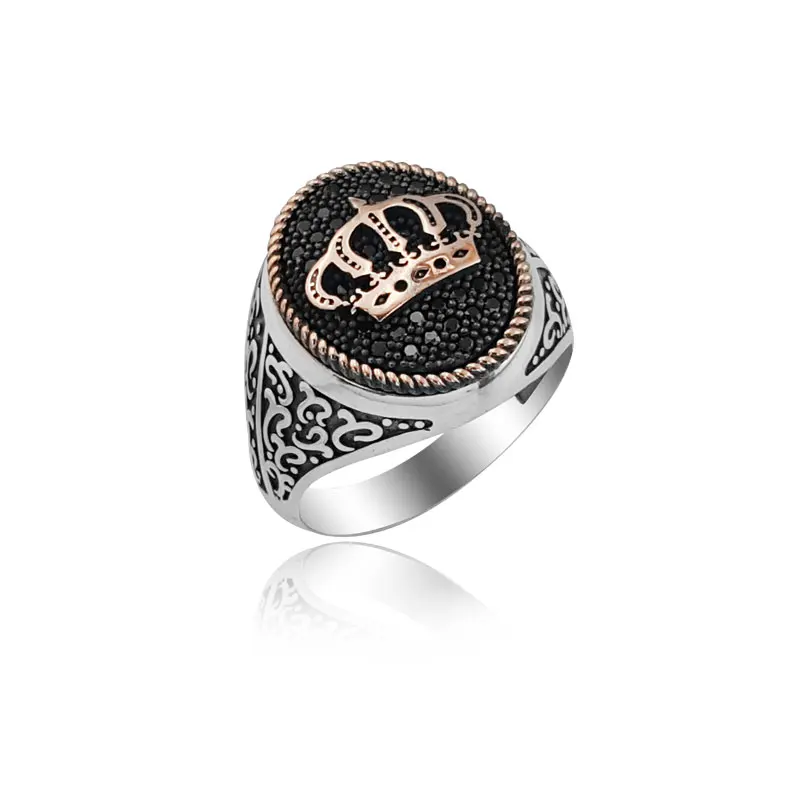 New Fashghion 925 Sterling Silver Ottoman for Men Rings Crown of a King Statement Turkish Trendy Hot Sale Handmade Jewellery