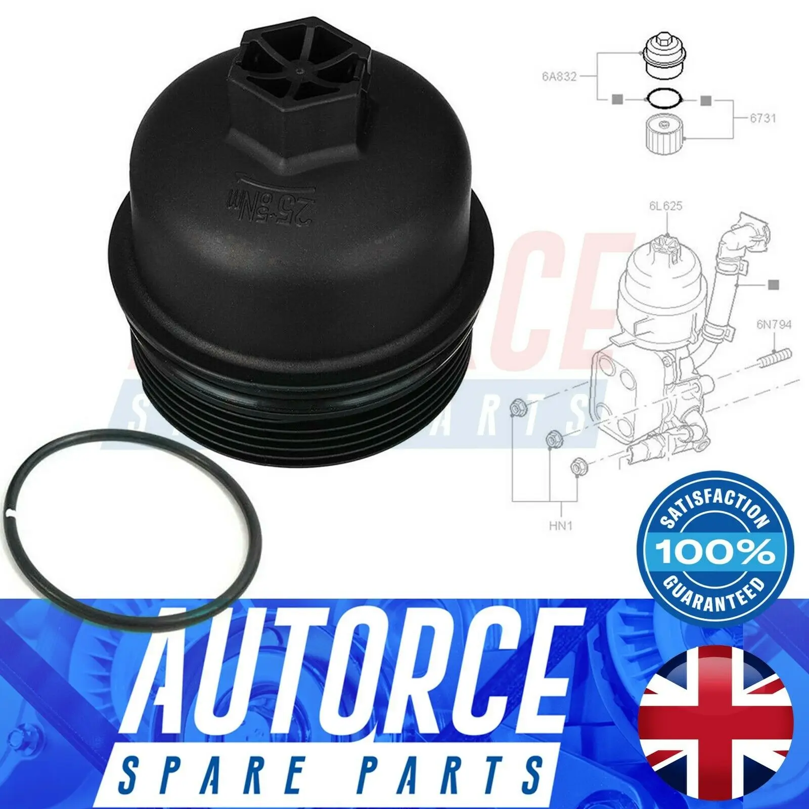 OIL FILTER HOUSING COVER CAP FOR FORD TRANSIT MK7 2006 - 2016 / FITS 1303477 - 3M5Q6737AA - 9S516A832D1A - 1103L7