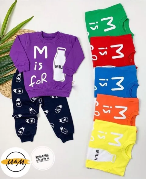 Milk Printed Double Suit Baby Clothing Baby Style Baby Tracksuit Baby Pajamas Baby Seasonal