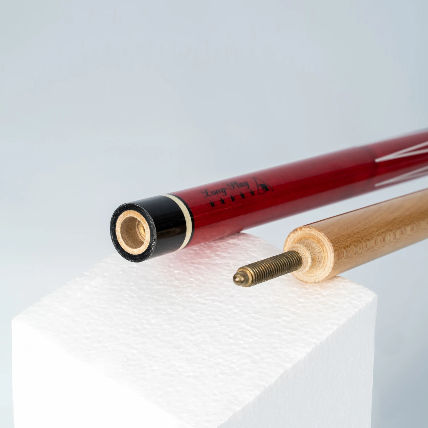 Long Play Billiard Maple Tree 1/2 Split Cue 145-147 CM Radial Joint Screw Red