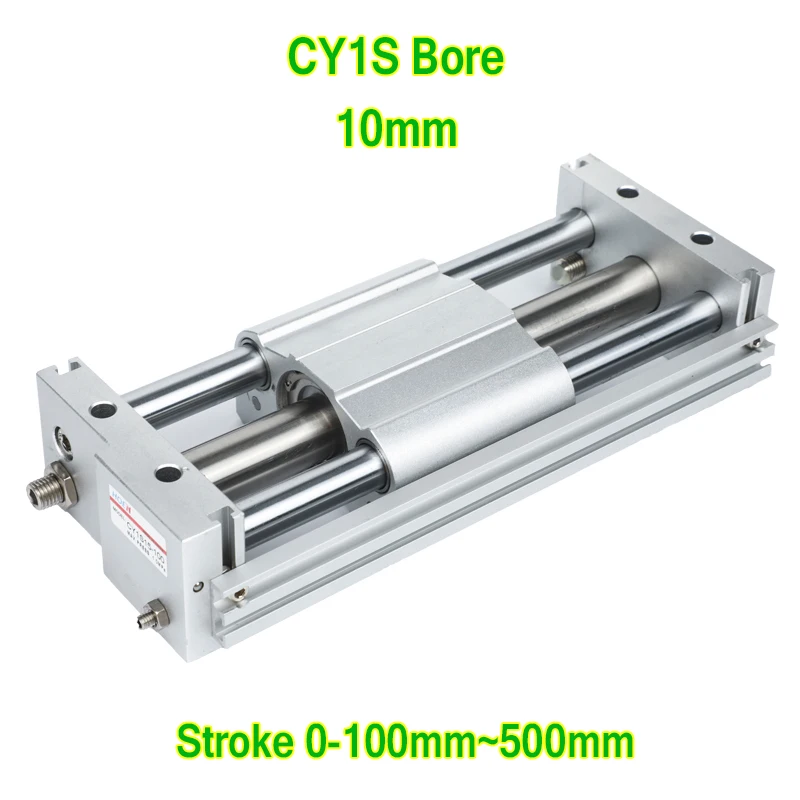 CY1S CY1S10 Magnetic Coupling Rodless Cylinder Pneumatic Cylinder Bore 10mm Stroke 100-500mm CY1S10-100 CY1S10-200 CY1S10-300