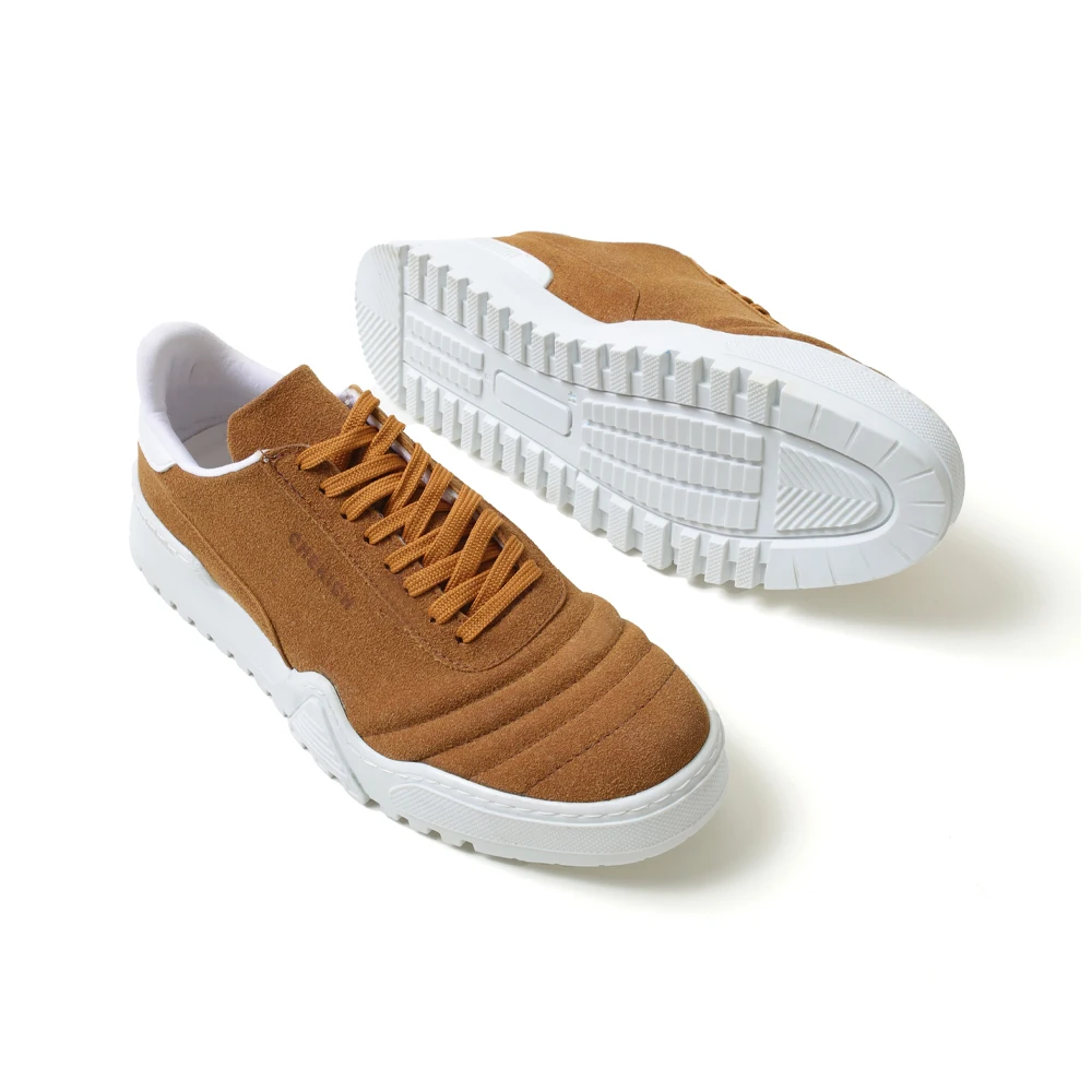 Chekich Men's Shoes Tan Color Laces Summer Season Breathable Comfortable Brown Casual Male Sneakers Lightweight Odorless Fabric Daily Canvas High Base White Sewing Outsole Footwear Suede Detailed Trend CH037 V2