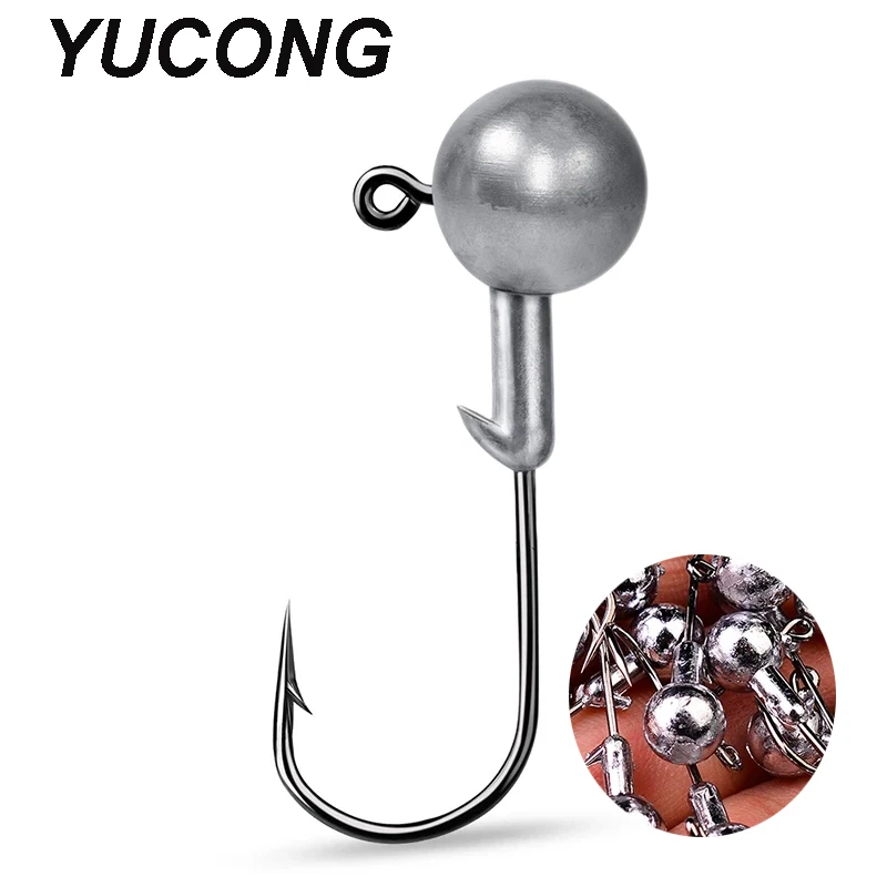 YUCONG 1Lot Jigs Fishing Hooks 2g-3.5g-5g-7g-10g-14g Jigging Head Fishhooks For Soft Bait Barbed Sharp Hooks Fishing Tackle