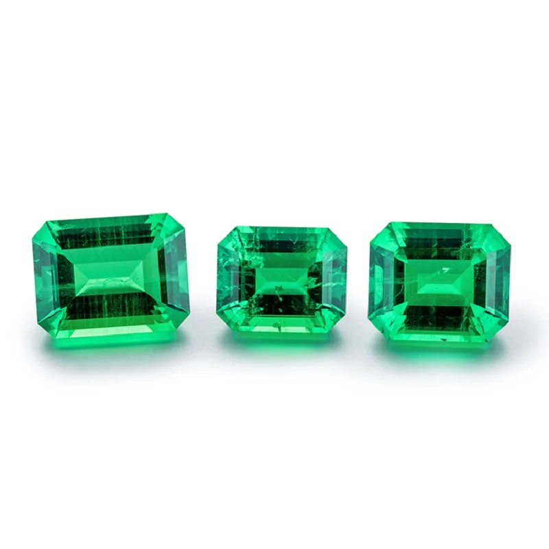 Columbian Vivid Green Lab Grown Emerald 7x9mm 2.0ct Octagon Cut For Customized Fine Jewelry