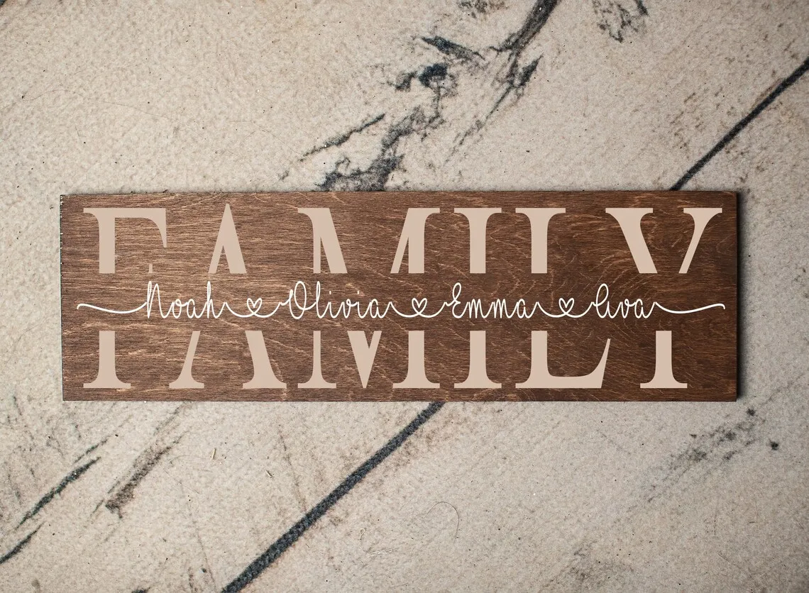 

Personalized Wood Sign Family Name Sign Custom Last Name 1-5 Names Sign for Wall Home Décor Wood Plaque Christmas Gifts