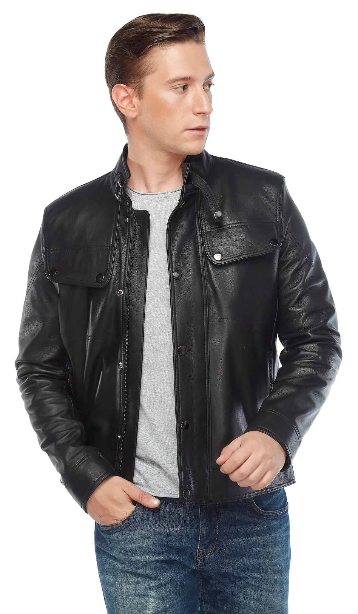 Addo maschio cappotto in vera pelle nero originale pelle di agnello autunno inverno 2022 Biker Slim Large Size VintageTürkiye