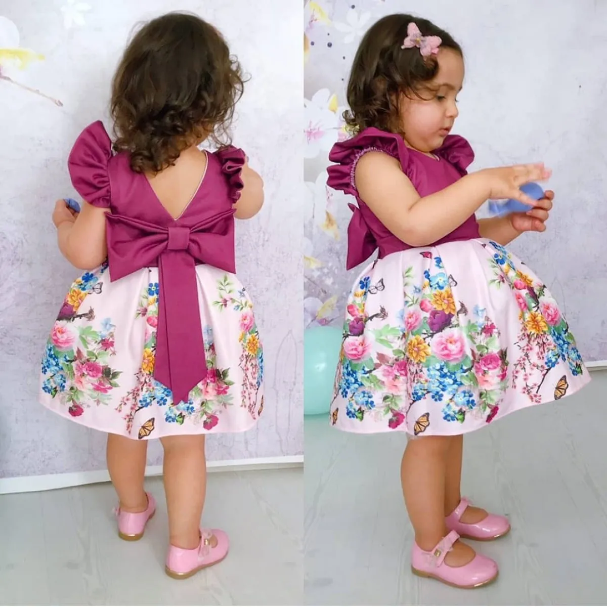 Floral Child Elbis summer dresses for young girls dress wrap children's birthday party dress suit prom princess dress