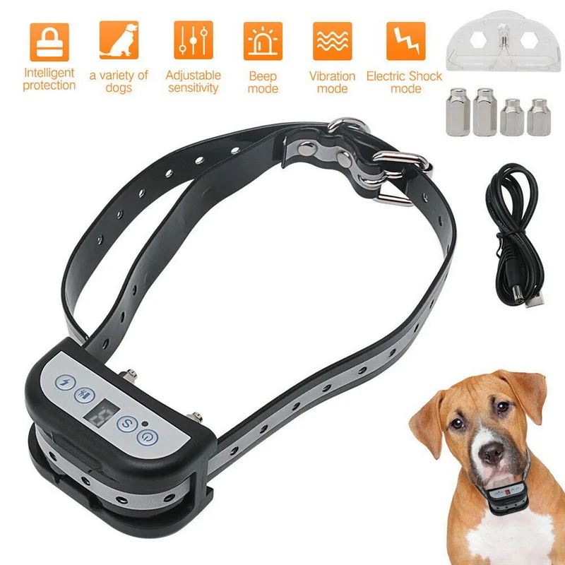 12 PCS/Pack Rechargeable LED Display Sensitivity Adjustable No Bark Collar Training System DHLSP