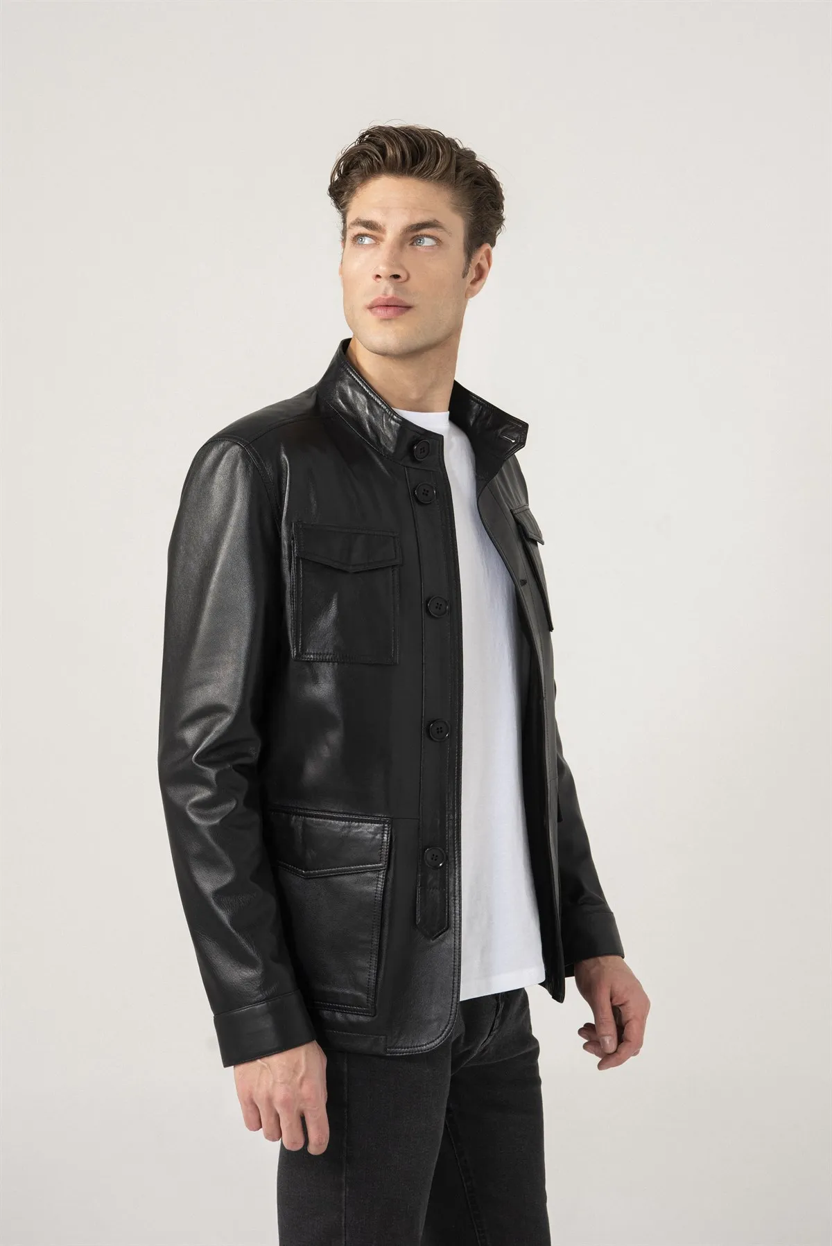 Men's Genuine Leather Jacket Design New Season Jackets Button Closure Sheepskin Soft Waterproof Spring Autumn Classic Leather