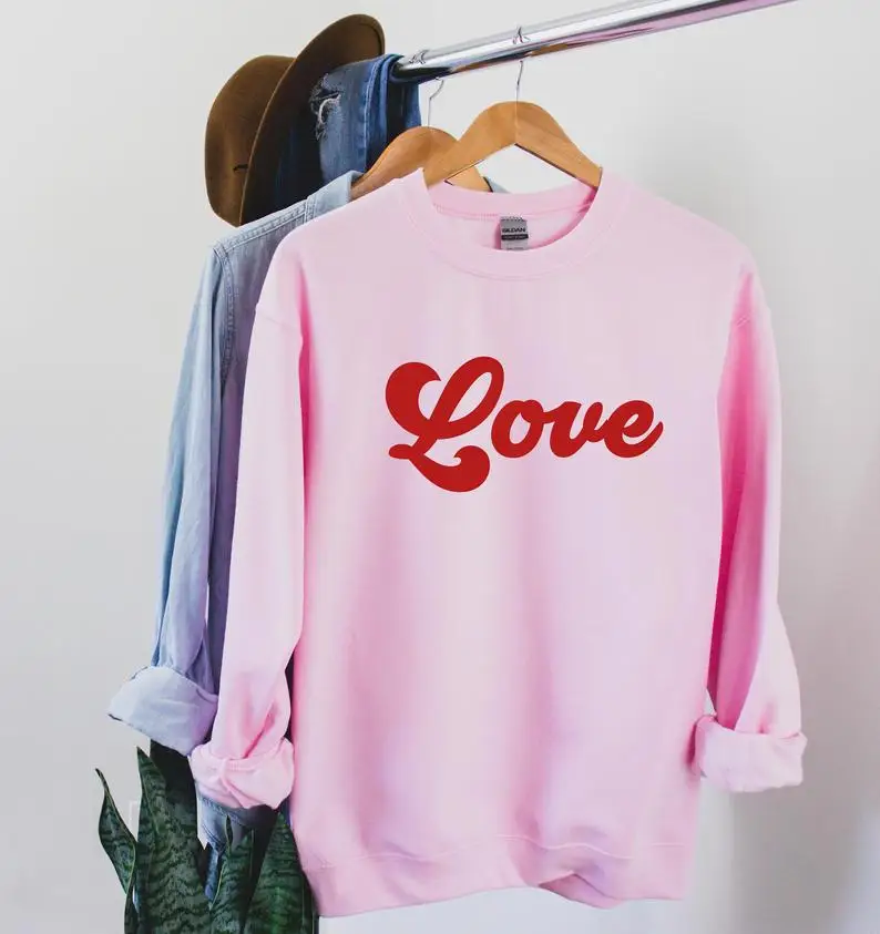 

Skuggnas Love Valentine's Day Sweatshirt Women Fashion Tumblr Sweater Love Jumper Long Sleeved Spring Autumn Sweaters Hoody