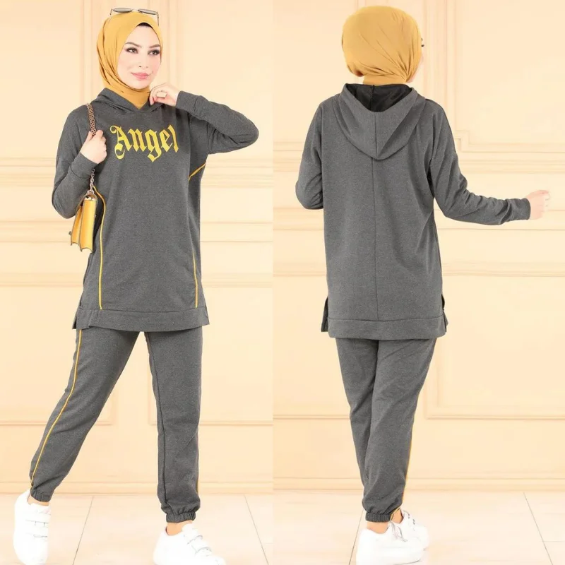 2021 season hooded tracksuit 2 piece muslim women hijab plus size tracksuit fashion zipper Dubai Islamic sports arabia turkey