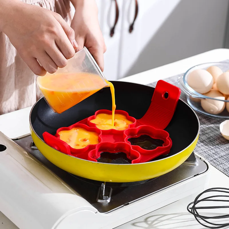 ATUCOHO Silicone Non Stick Fantastic Seven Holes Egg Pancake Maker Ring Kitchen Baking Omelet Moulds Flip Cooker Egg Ring Mold