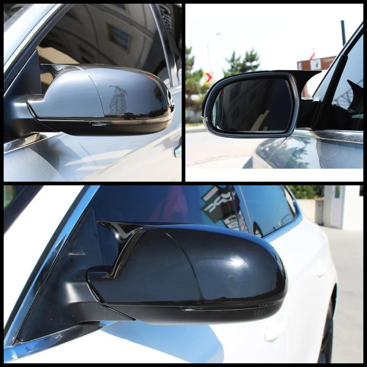 For Audi A3 8P 2008-2012 ABS Plastic Bat Wing 2 Pieces Mirror Covers Caps Rearview Mirror Case Cover Gloss Black Car Accessories