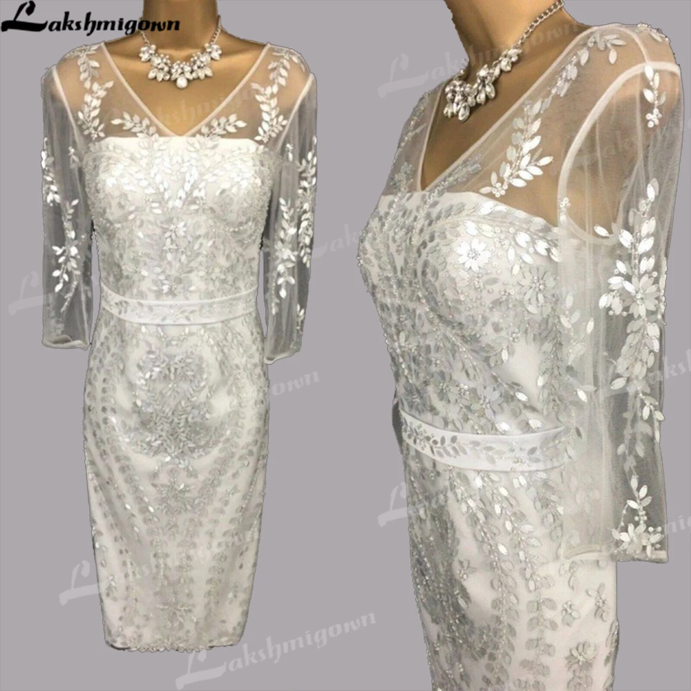 Requintado prata embelezado mãe da noiva vestidos contas v pescoço vestidos elegantes para mulher vestido mae da noite