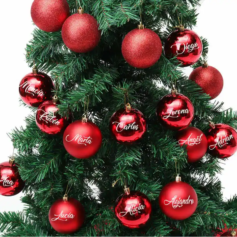 Christmas ball personalized Red 8 cm Christmas tree decoration Christmas decoration