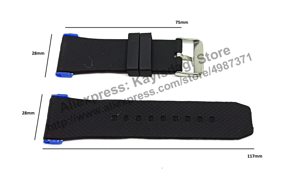 28mm Black Soft Silicone Watch Band / Strap Compatible for Puma Ultrasize PU102941002 PU103911013 PU103461010 PU103911003