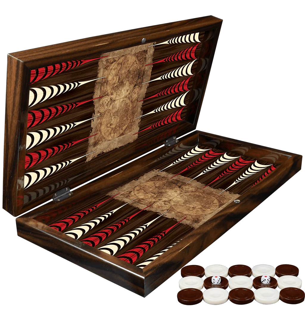 Ancient World Map Backgammon Chess Set Checkers Draughts Quality Luxury Hornbeam Best Wooden Adult Gift Entertainment Board Game