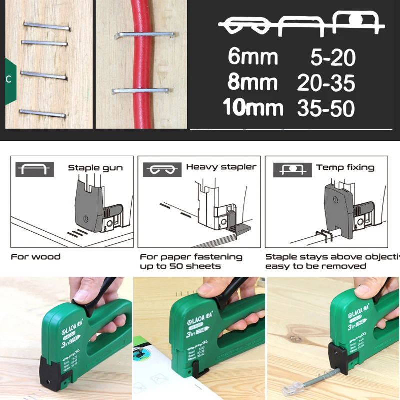 LAOA 5 IN 1 Heavy Duty Staple Gun for DIY Home Decoration Furniture Stapler Rivet Tool Manual Nail Gun with 2000 Staples Nailer