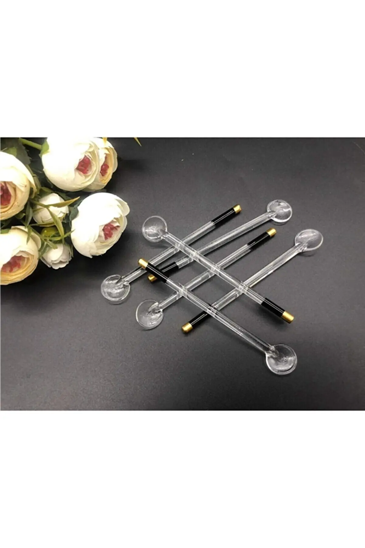 6 Pieces Set Glass Tea Spoon Creative Coffee Spoons Specialty Restaurant Mixing Gold Silver Stone Color Dinnerware Tableware