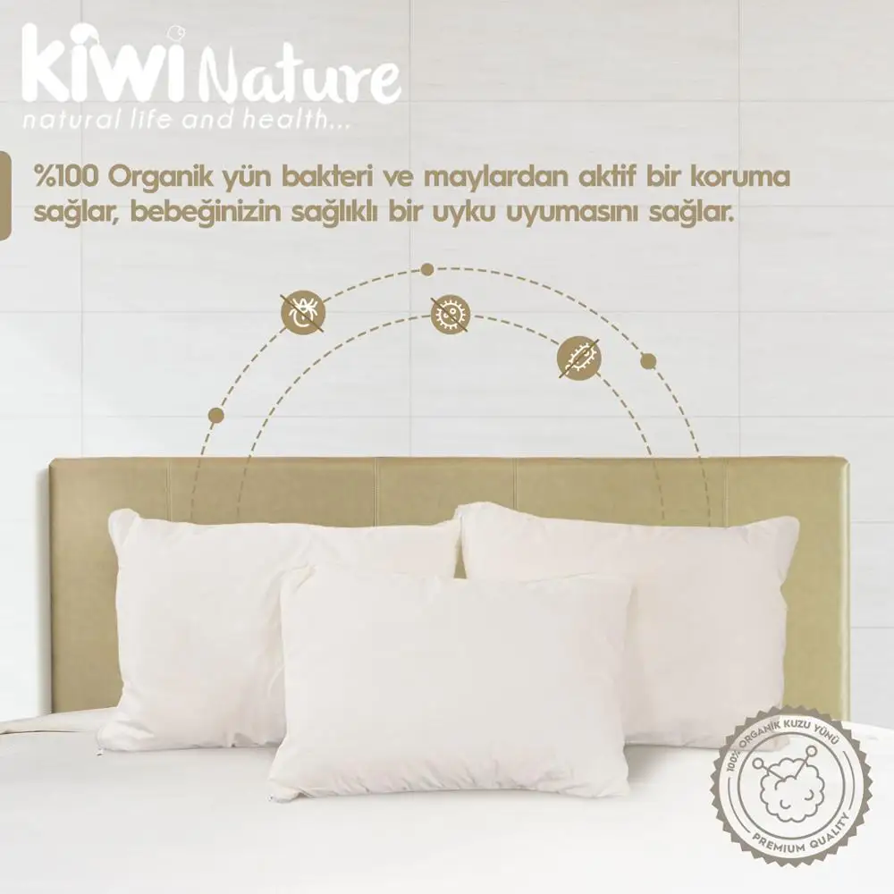 Kiwi Organik Yün Bebek Yastığı, Baby Pillow, Doğal Yastık