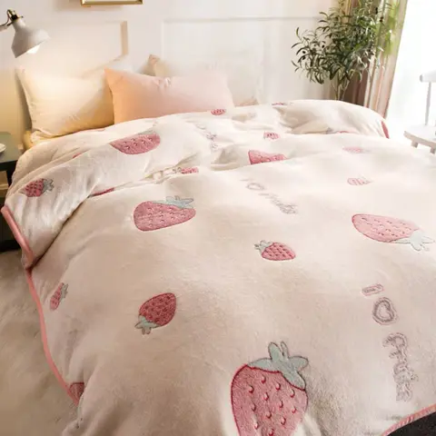 Soft Warm Coral Fleece Blanket Winter bedroom Quilt Sheet Bedspread Sofa Light Thin blanket Mechanical Washable Flannel Blankets