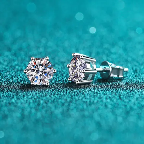 KNOBSPIN Moissanite 스터드 귀걸이 14K 화이트 골드 도금 스털링 실버 D VVS1 Lab 다이아몬드 6 발톱 여성용 라운드 귀 스터드 Best5 KNOBSPIN Moissanite 스터드 귀걸이 14K 화이트 골드 도금 스털링 실버 D VVS1 Lab 다이아몬드 6 발톱 여성용 라운드 귀 스터드 Best5
