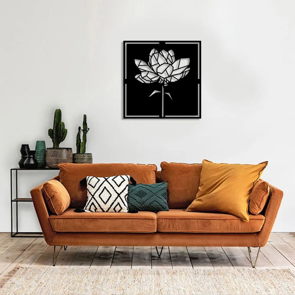 Geometric Piece Garden Roses Wall Room Home Accessory Wooden Table 50x50cm