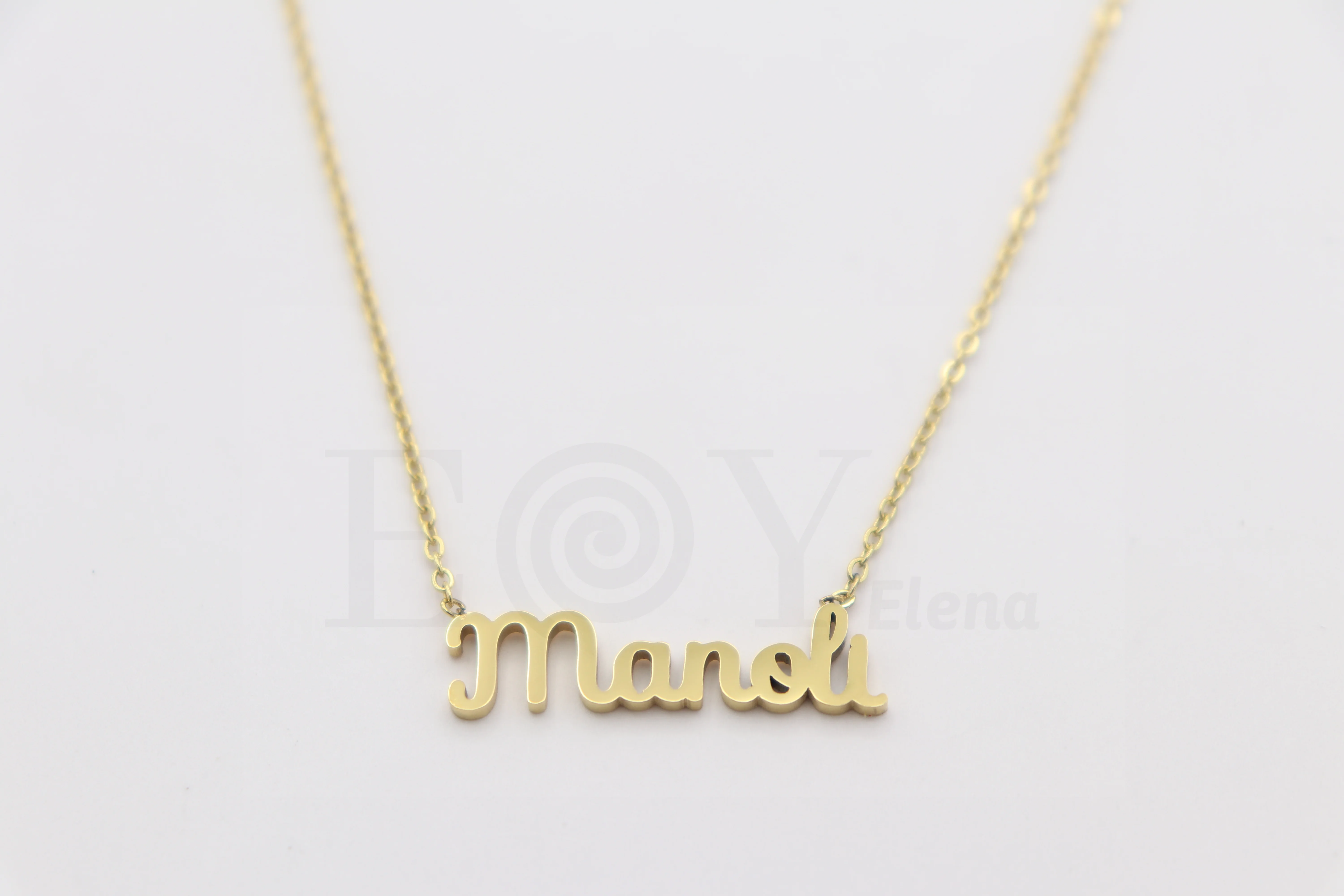 Collar De Acero Inox Con Nombre De Manoli Color Dorado Alta Calidad Envió Desde España