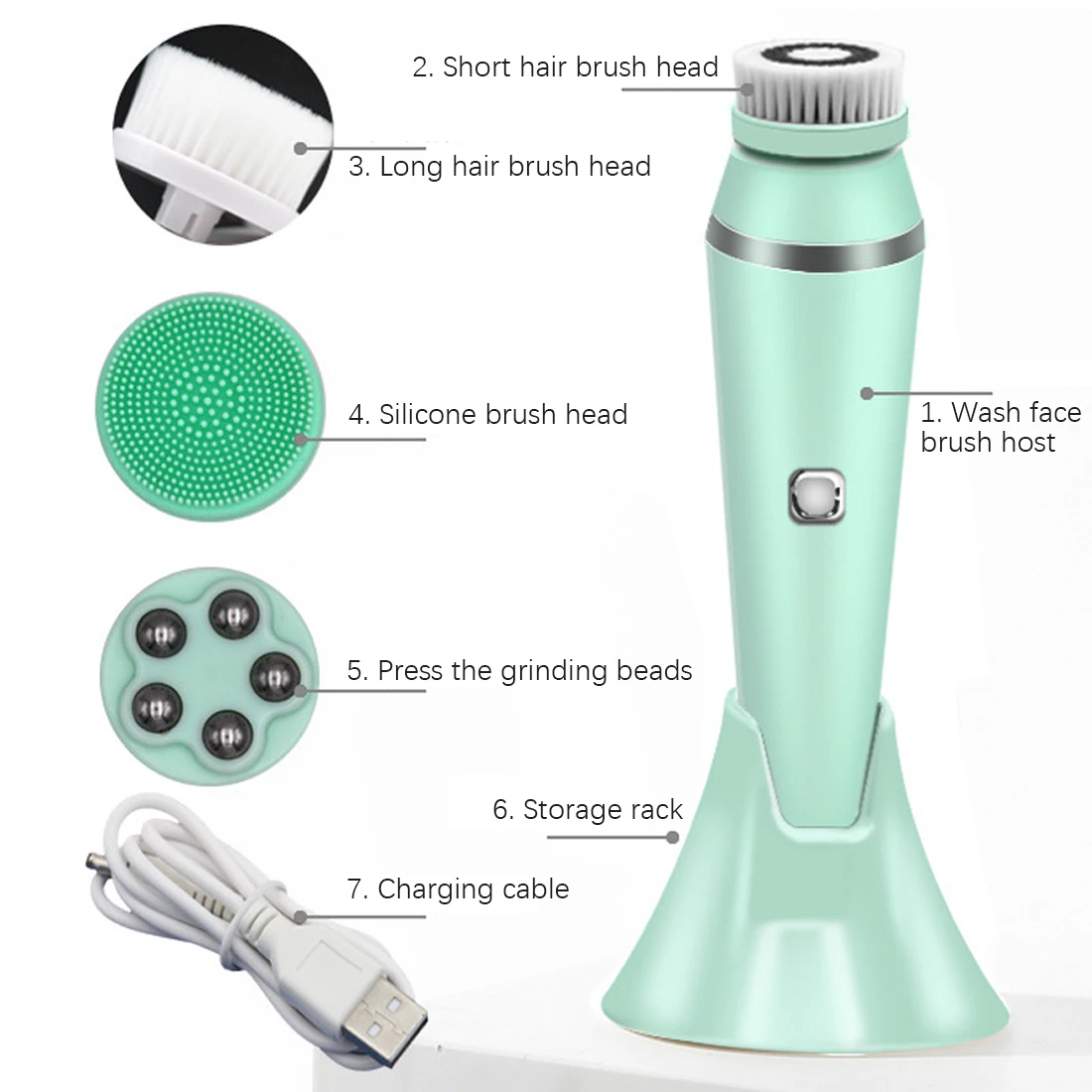 4-głowicowa elektryczna silikonowa szczoteczka do pielęgnacji skóry twarzy Sonic Facial Cleanser Roller Massager Środek do usuwania zaskórników Pore Cleaner