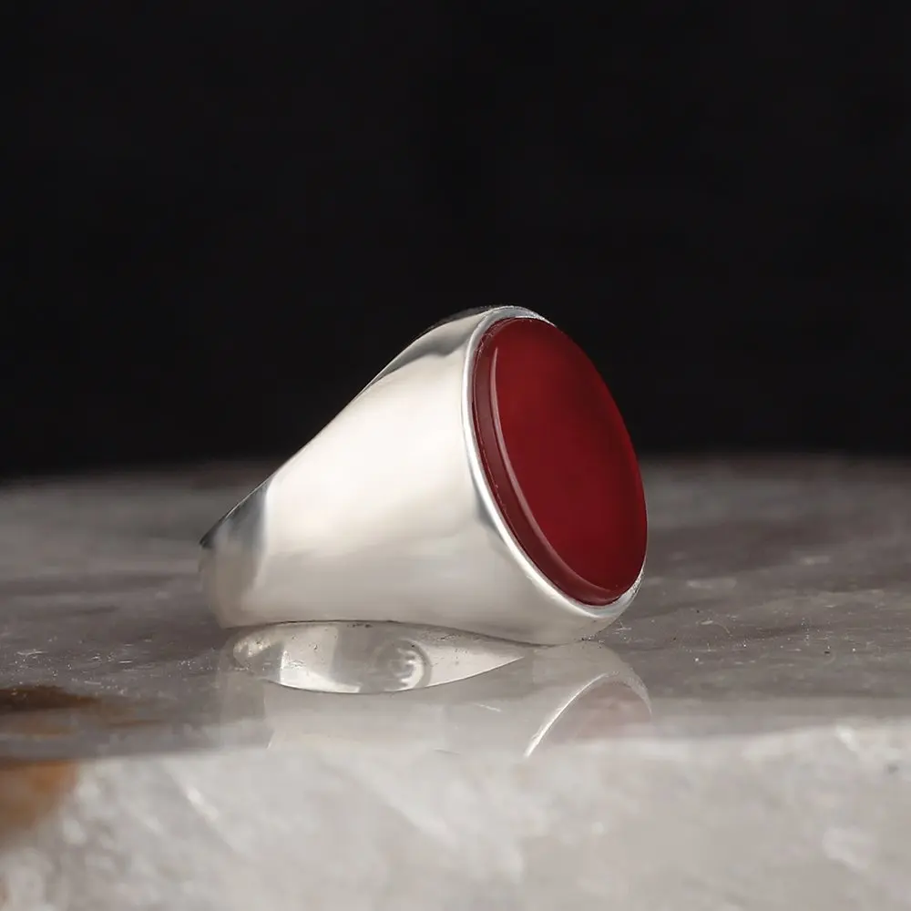 Agate Stone Simple 925 Sterling Silver Ring